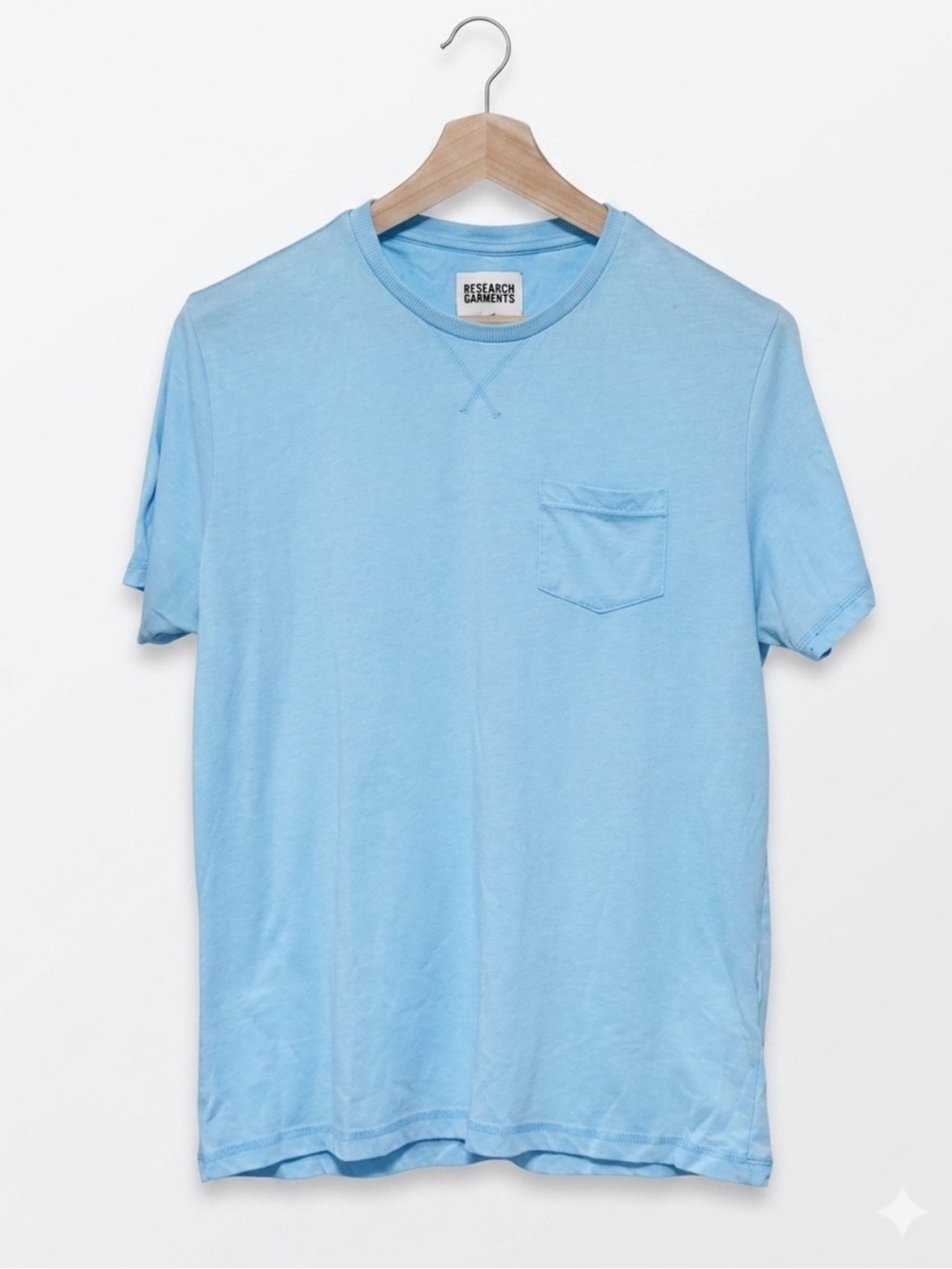 Research Garments (ASOS) Crew Neck Pocket Tee Turquoise Soft Wash Knit Large